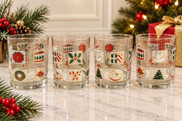 ulver USA Christmas Potpourri Glasses Tumbler Old Fashion Drinking Barware 3pcs
