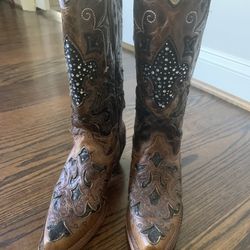 Expensive Corral Sequined And Rhinestone Boots Size 6.5