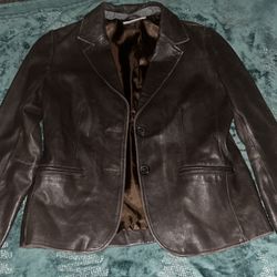 Liz Claiborne Brown Leather Blazer