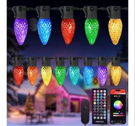 Brightever Smart C9 Christmas Lights Outdoor, 99FT 150 LED RGB Christmas String Lights with Remote and Music Sync APP Control, 105 Modes Connectable W