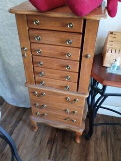 Wooden Jewelry Armoire with Drawers