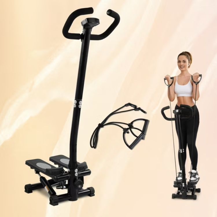 BalanceFrom Mini Stepper with Resistance Bands — Black/Silver (300 lb Capacity)