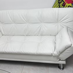 Futon White Faux Leather