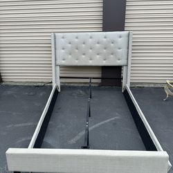 Gray Color Full Size Bed Frame Chesterfield 