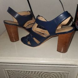 Michael Kors ~ Damita sandal in Admiral Blue ~ 4 inch stacked heel ~ Size 8