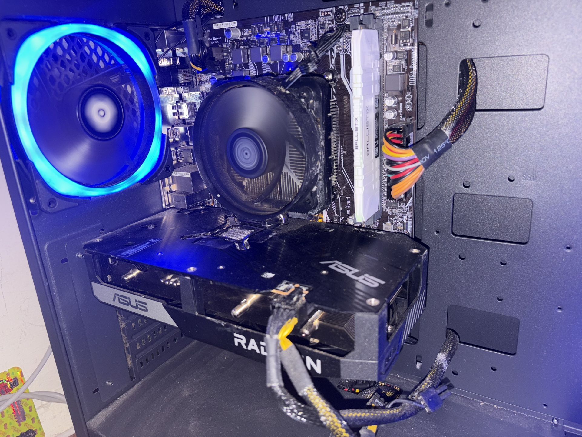 Entire Setup, Gaming PC with RGB Lighting, Dual monitors, Desk and Gaming Chair.