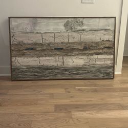 Very Large Plaster Art With Distressed Frame 