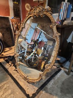 French Gold Brough Antique Mirror
