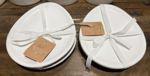 4 Egg Shaped Plates Easter