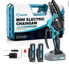 Saker Mini Chainsaw Cordless, Portable Electric Chainsaws with 2 Batteries Small Handheld Chain Saw Pruning Shears Chain Saws for Tree Branches, Gifts