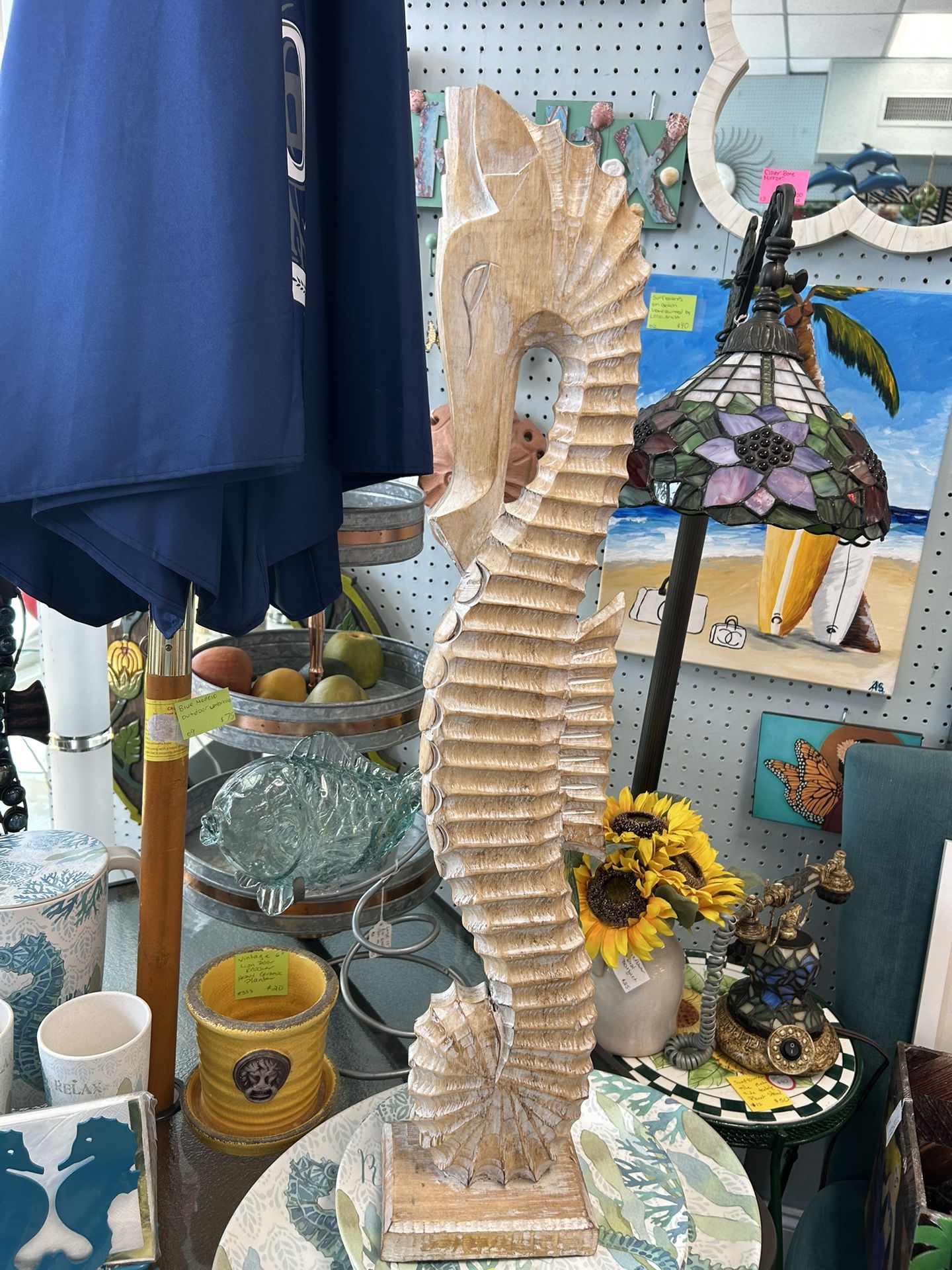 32” Wood Seahorse Statue