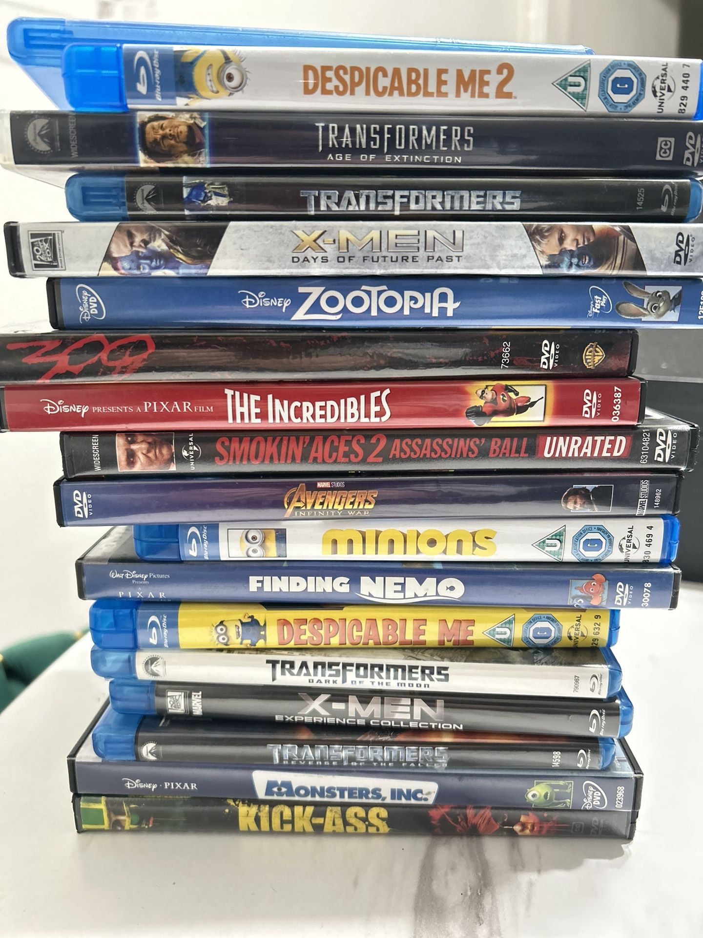 Disney/Minions/Transformers Blue Ray Movies