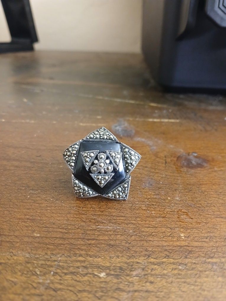 Sterling Silver 925 Black Woman's Ring Size 5 1/2
