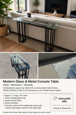 Modern Glass & Metal Console Table – Sleek Contemporary Design