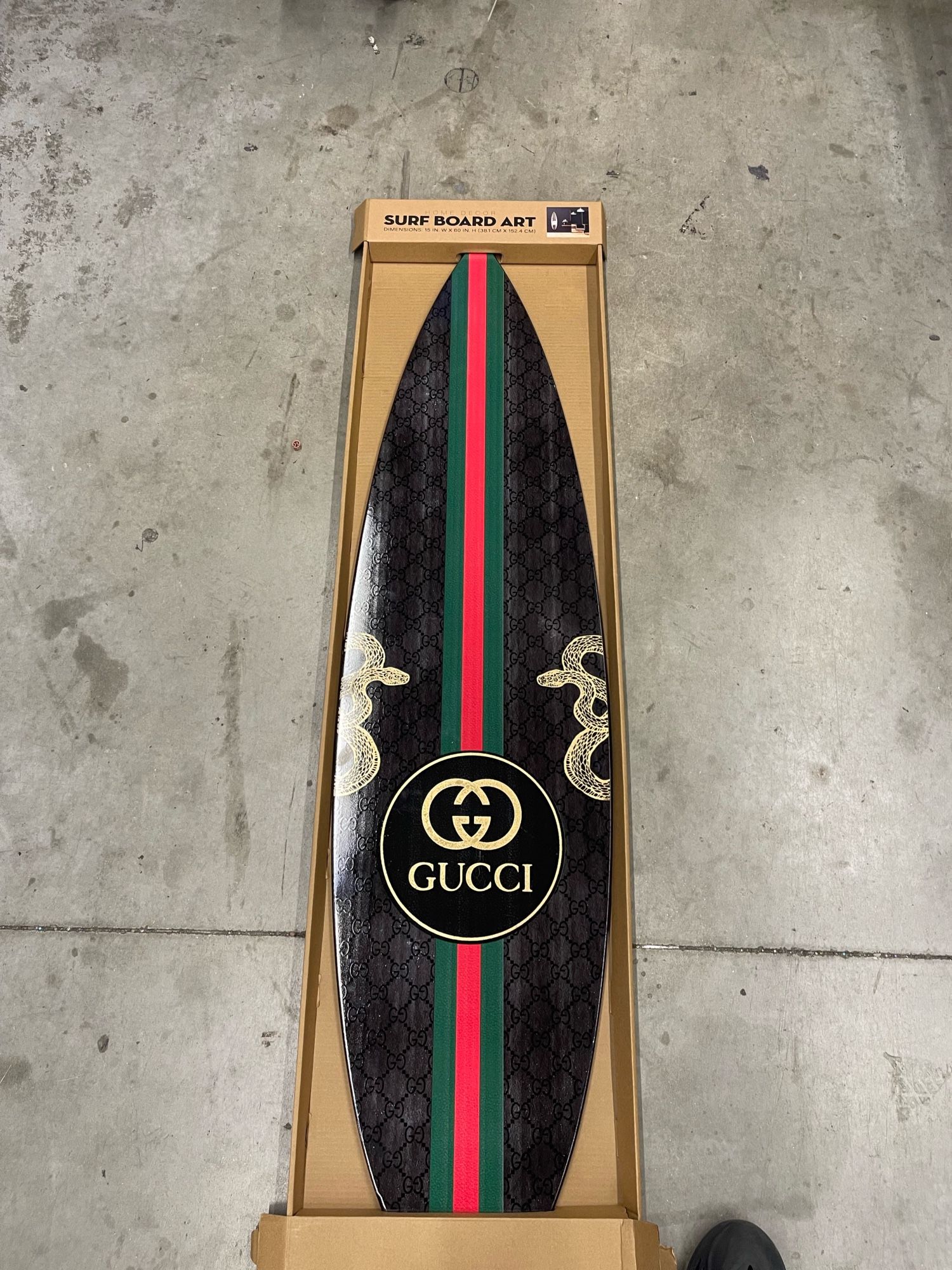 15x60 Gucci Designer Surfboard Wall Decor