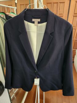 H&M Women's Blazer Navy Blue Jacket Size XL NWT One Button - $25