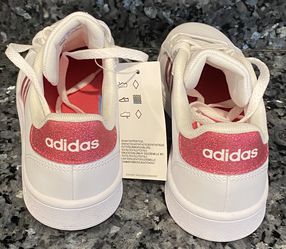 New Girls ADIDAS White Pink Glitter GRAND COURT K TENNIS SHOES SNEAKERS Size 1.5 Sale in CA - OfferUp