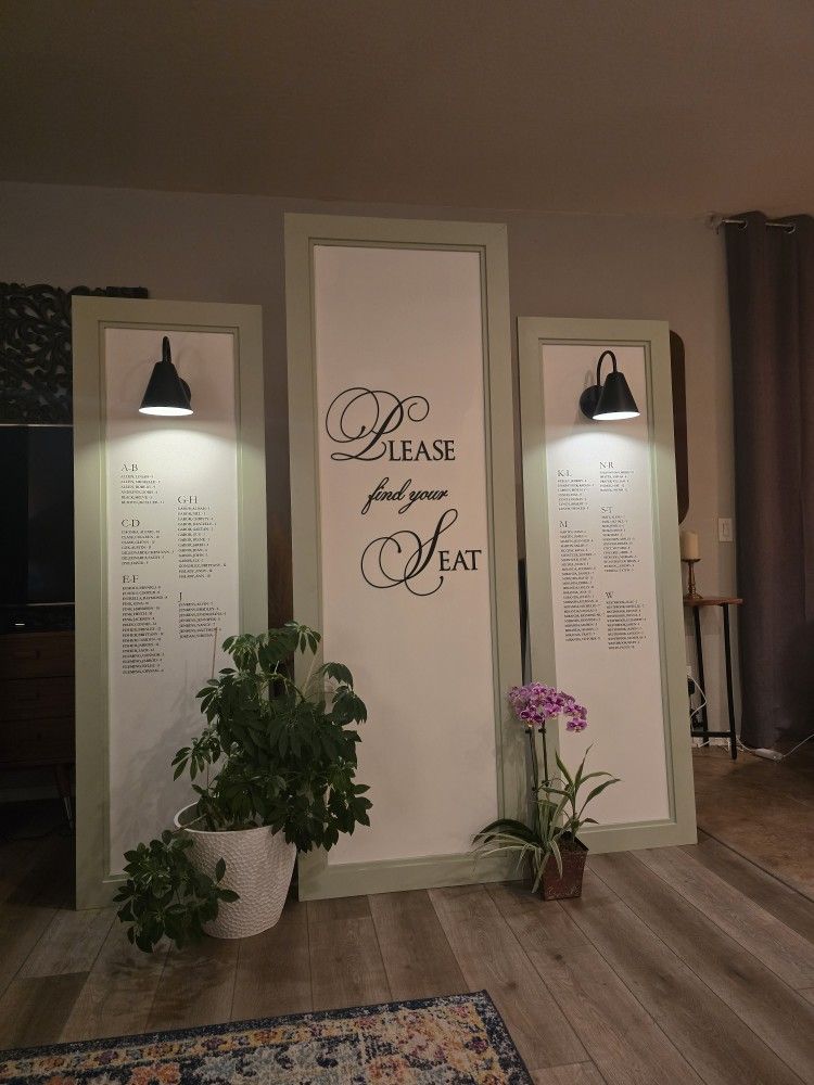 Like New! 1 Large & 3 Medium Custom Wood Wedding Pillar Signs with Lighting - Used Once