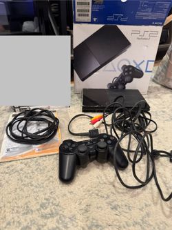 Sony PS2 Slim Black Console Bundle CIB Boxed + 5 Games Lot  OEM Memory Card