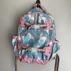 Pottery Barn Kids Mackenzie Aqua/Pink Unicorn Rainbow School Backpack Lyla 