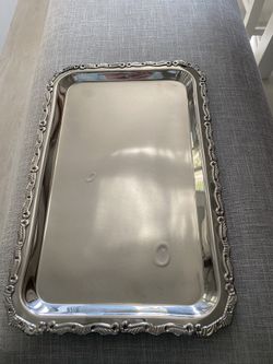 Silver Platter 15 1/2 x 10 and round platter 11in