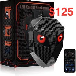 Crelander LED Motorcycle Backpack, Programmable Knight Rider Helmet Bag with LED Display, Hard Shell Laptop Bag, Carbon Fiber Pattern