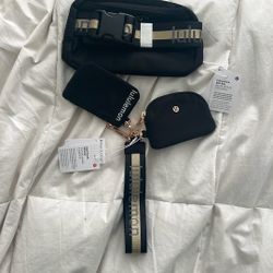 Lululemon Everywhere belt bag And Wristlet Set (black and Tan)