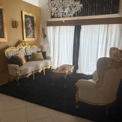Custom Gold Finish Living Room Set