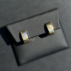 14k yellow gold natural diamonds 0.50CTW hoop earrings