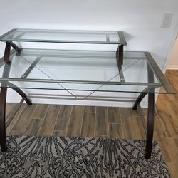 Glass/ Wood 2 Level Desk, Craft Table - Excellent Condition