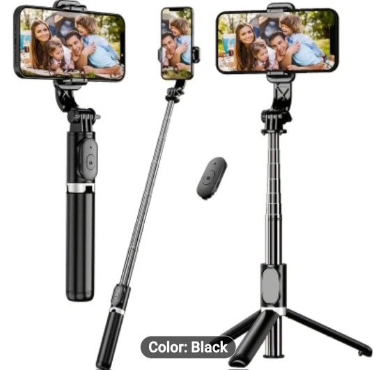 40 Inch Retractable Selfie Stick Professional Floor Tripod For Live Streaming, With Wireless Remote