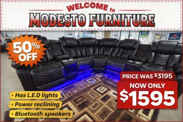 Sectional Recliner With L.e.d. Cupholders And Bluetooth SPEAKERS 