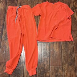 Ladies Scrub Set Medium . Dark Orange