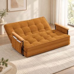🔥 Futon Sofa Bed, 4-in-1 Corduroy Floor Couch Bed with Folding Mattress, Convertible Sleeper Sofa N-13 new