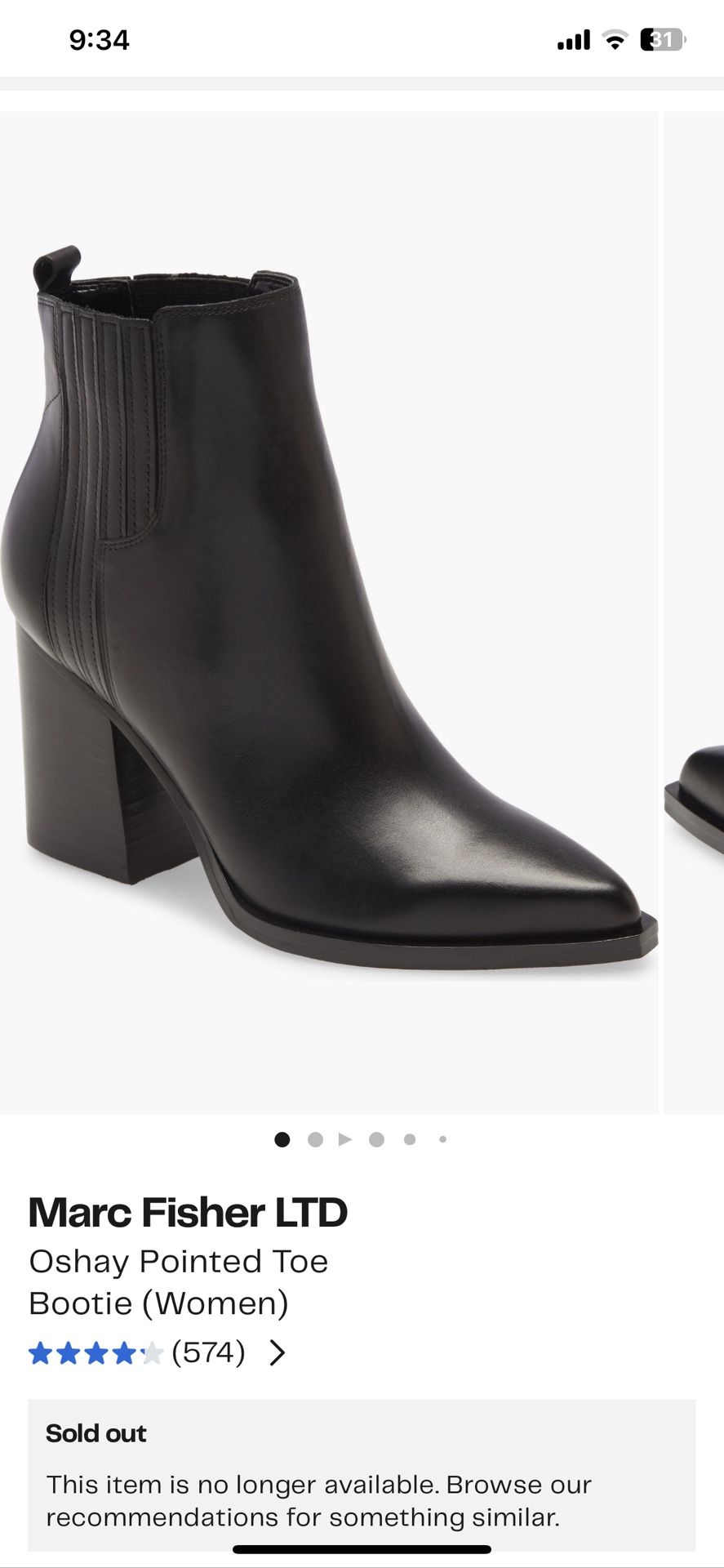 MARC FISHER Black Leather Booties