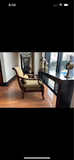 Ethan Allen Solid Wood Upholstered Armchair - Very Good Condition