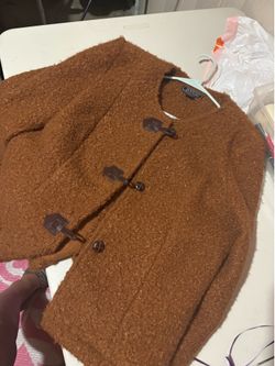 NEW NYCC Women’s Camel Brown Bouclé Toggle Button Coat Jacket