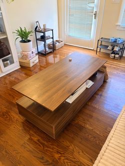 Wood Coffee Table with Storage Shelf