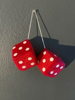 Red Fuzzy Hanging Dice Pair /car mirror