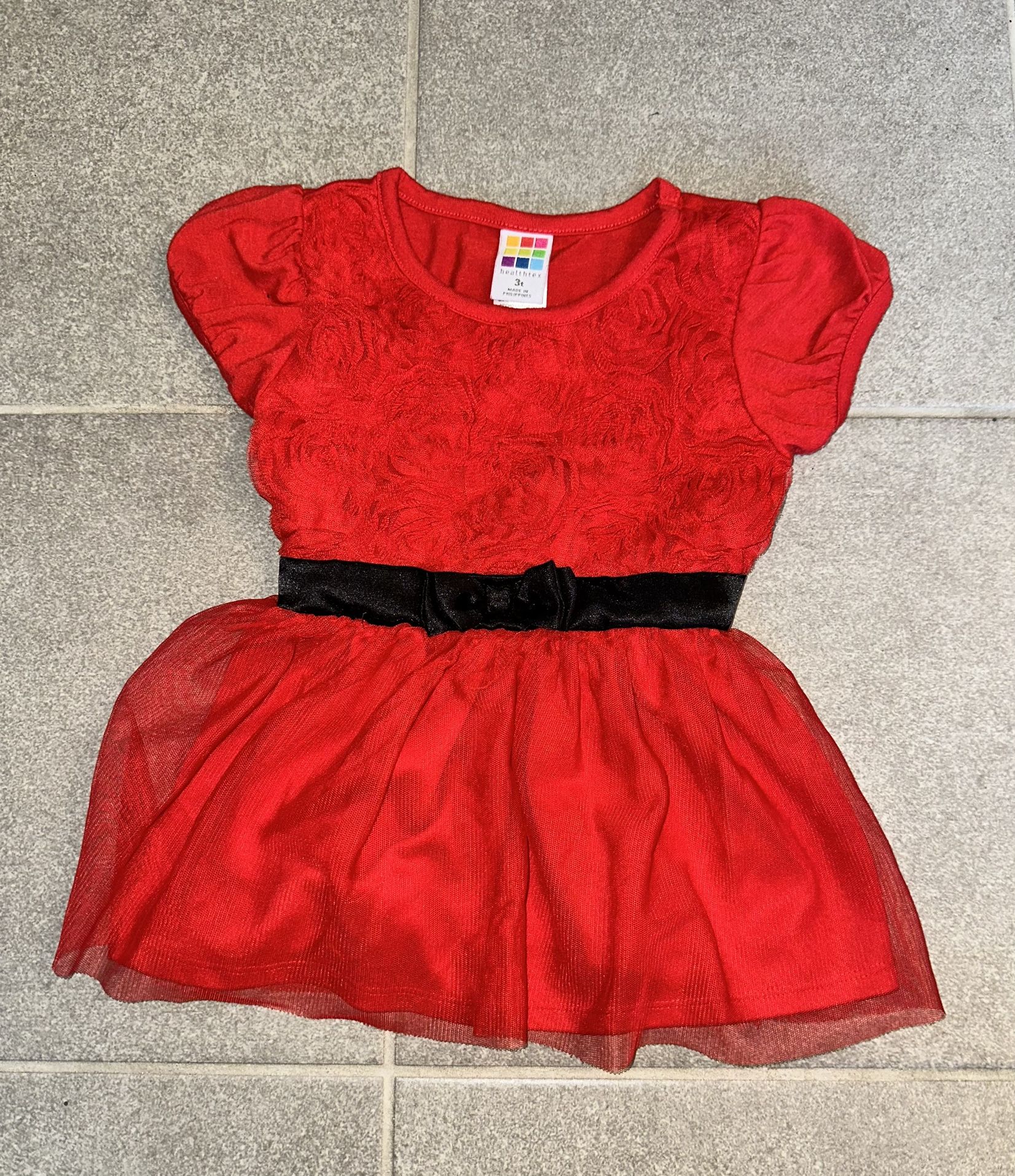 3T Red & Black Flared Tunic Top