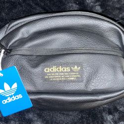 Adidas Black Leather Fanny Pack