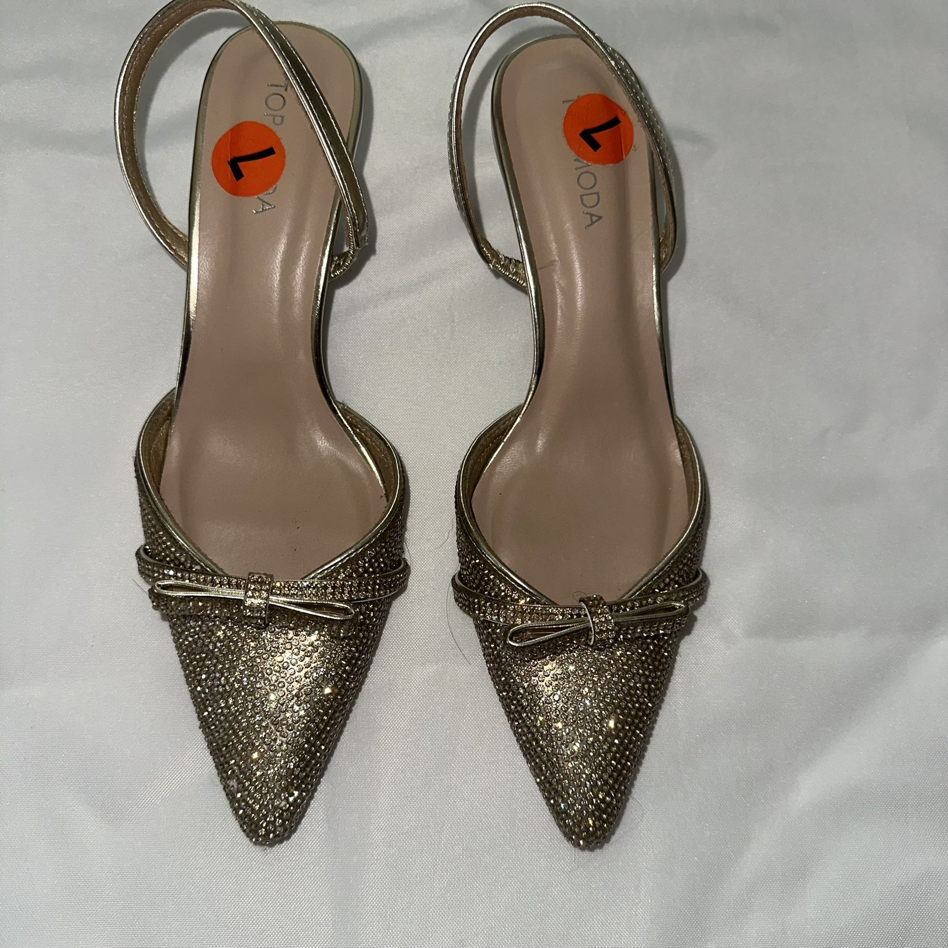 Elegant Sparkling Gold Slingback Heels