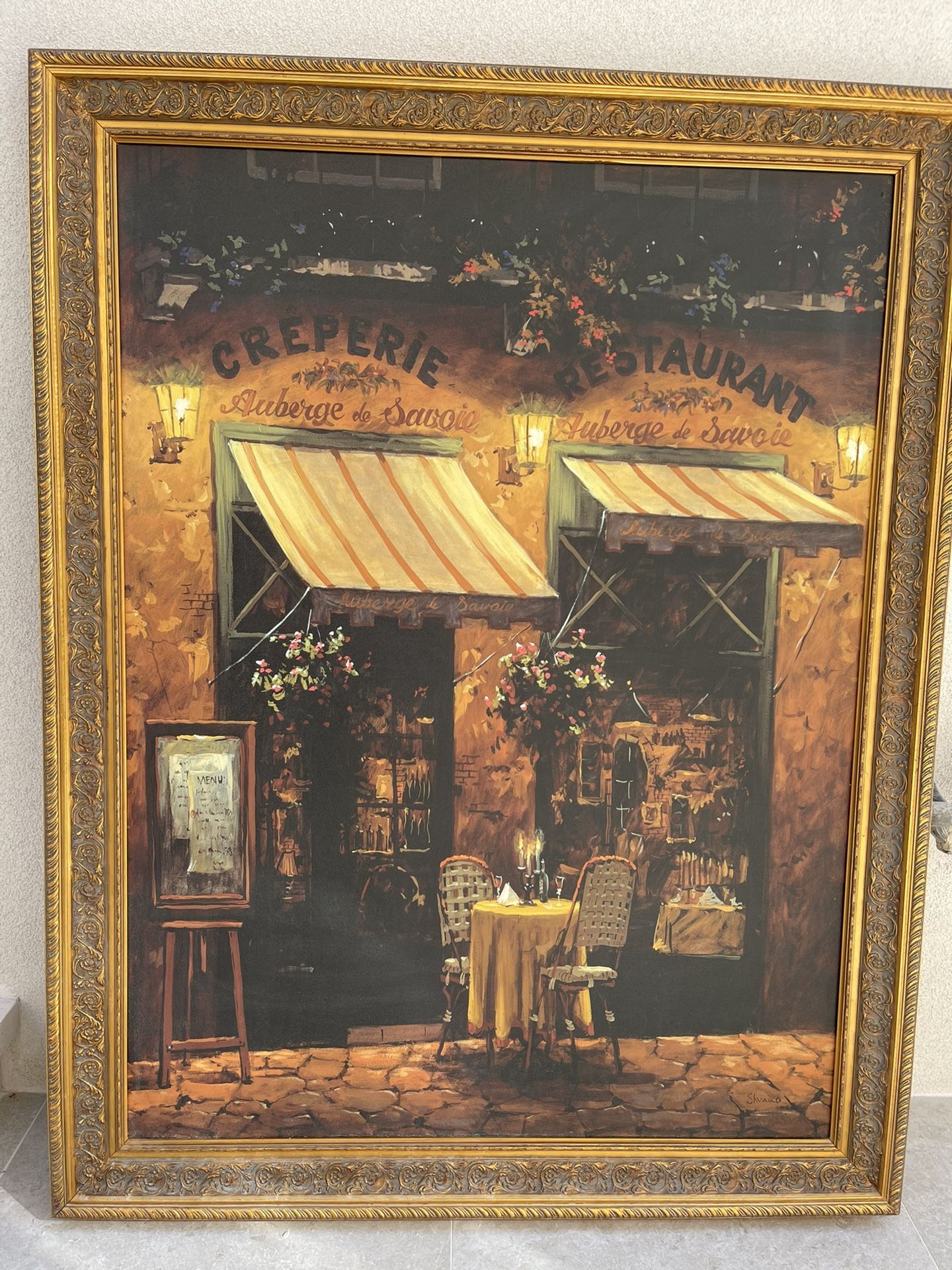 Framed French Themed Print With Painted Texture