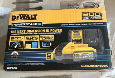 DEWALT 20V MAX XR POWERSTACK Lithium-lon Battery Starter Kit with 5.0Ah Battery and Charger