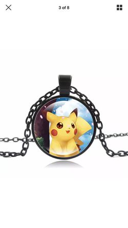 Black Chain Pokemon Pikachu Necklace