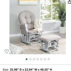 Nursery Glider Rocking Chair With Ottoman