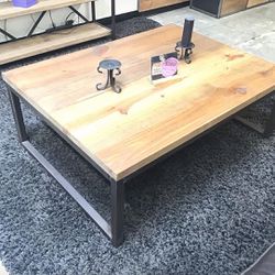 Real Wood & Steel Coffee Table