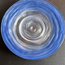Blue and Clear Glass Art Dinner Plate