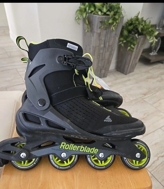 Rollerblade Zetrablade Elite Mens Fitness Inline Skates, Size 12 - Black/Lime