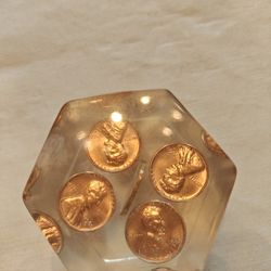 Vintage copper pennies paperweight nice